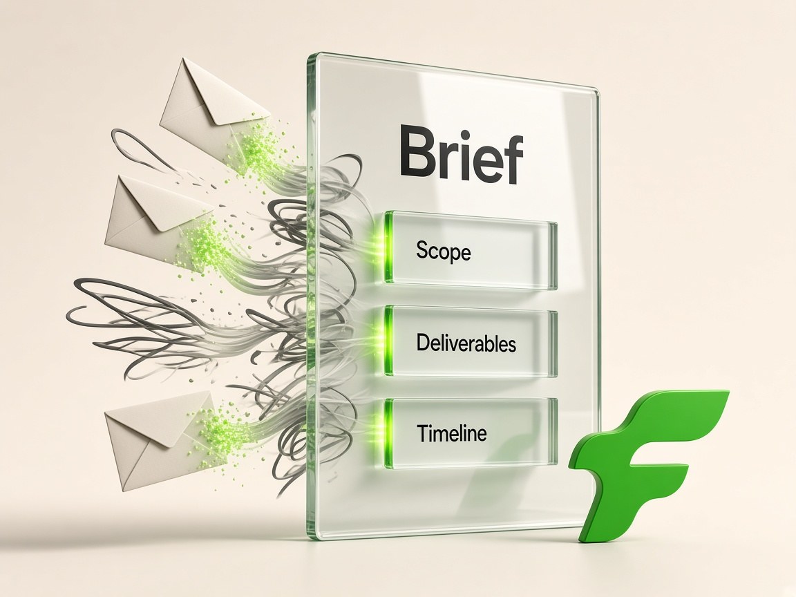 Scattered emails becoming a Fetchitt project brief
