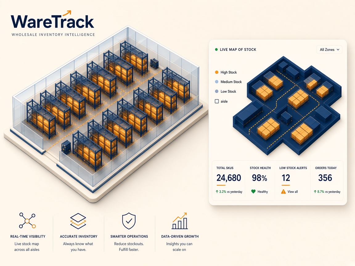 WareTrack live map of wholesale warehouse aisles and bins